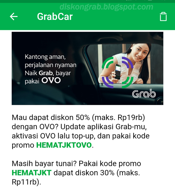 Kode Promo Diskon GrabCar 50 Pakai OVO Hingga 31 Juli 2018 Kode