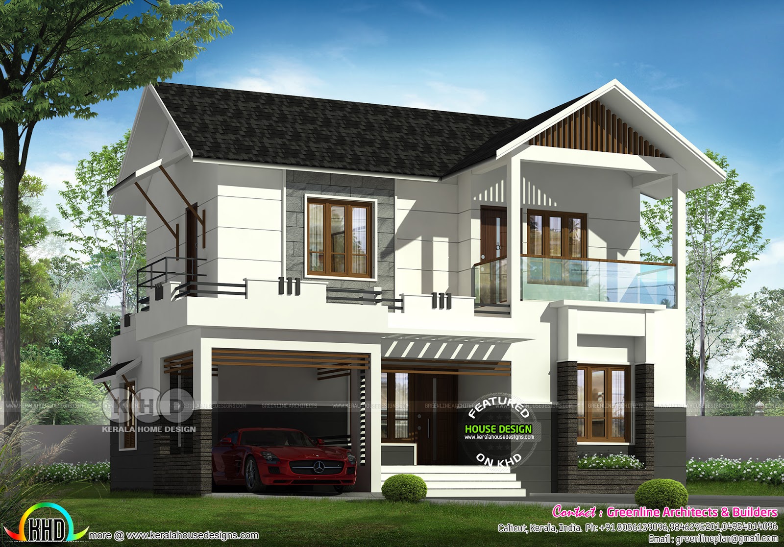 Double Storied 3 Bedroom Home Plan Kerala Home Design And