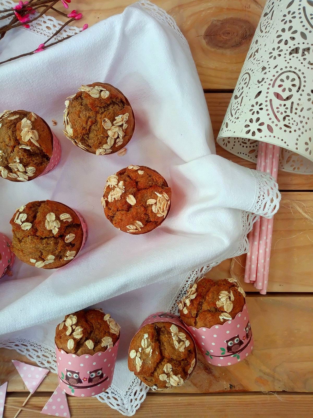 Muffins de plátano y salvado de avena.