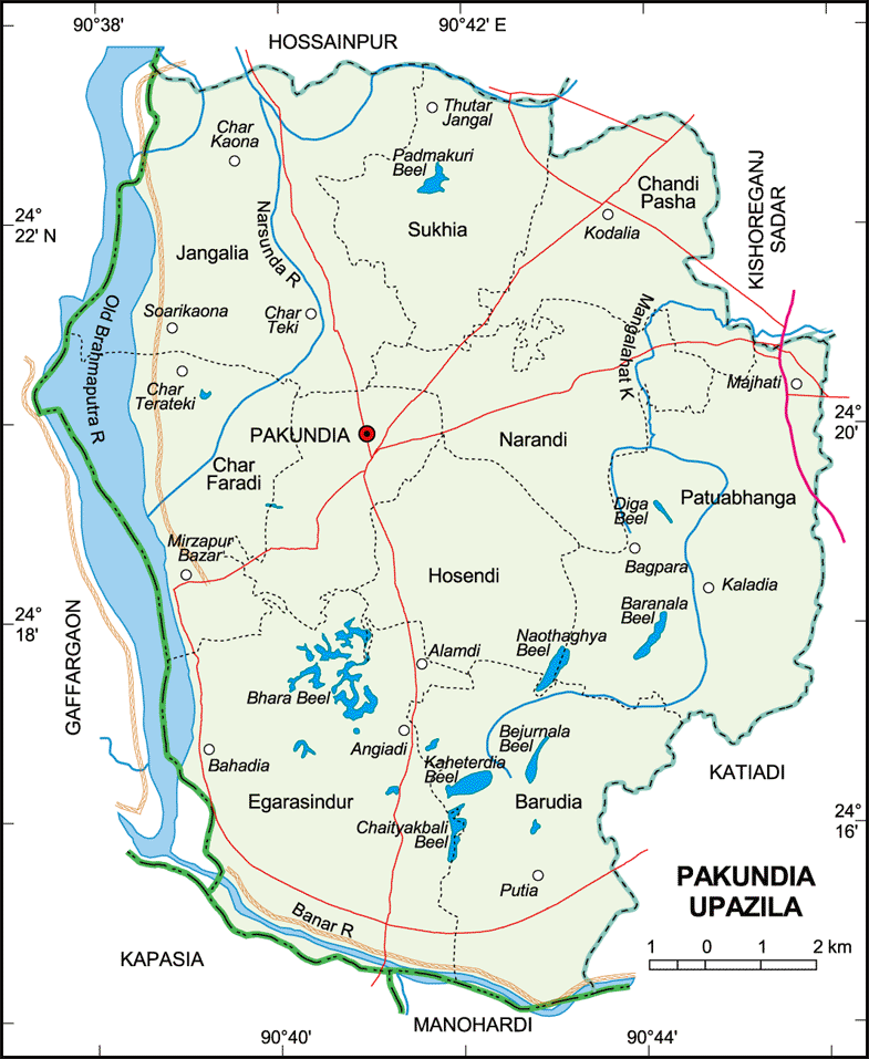 Pakundia Upazila Map Kishoreganj District Bangladesh