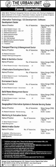Urban Unit Jobs 2019 Punjab Government Latest Opportunities https://jobspk.xyz/2019/10/urban-unit-jobs-2019-punjab-government-latest-opportunities.html