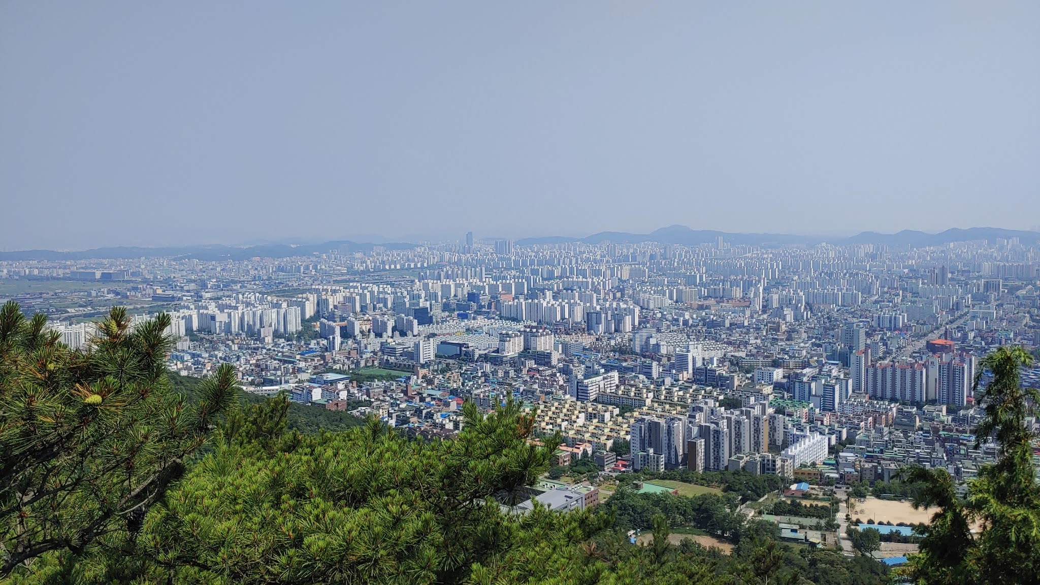 View of Incheon, Korea from the top of the mountain right next to the city
