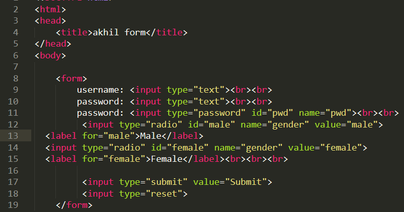 HTML FORM Create Radio Button