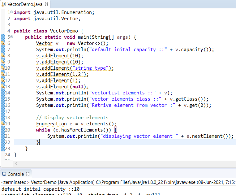 Keep Learning: Vector in java