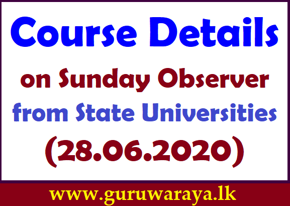 Courses on Sunday Observer : June 28
