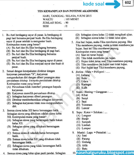 Contoh Soal Sbmptn Soshum Peatix