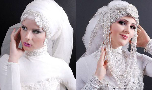 gaun wedding hijab tulle