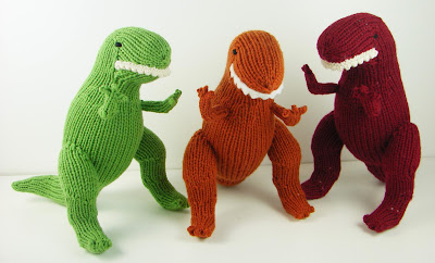 knit t rex toy tyrannosaurus green orange red