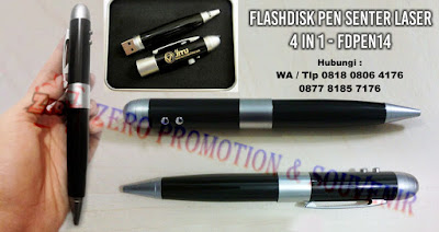 Souvenir Pulpen Pointer USB Senter, Flashdisk Pen Multifungsi, 4 IN 1 USB Pointer Pen & Lamp FDPEN14, Flashdisk pen unik multi fungsi