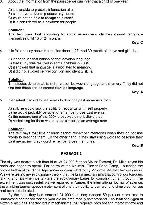 Comprension De Textos En Inglés En Razonamiento Verbal De Examen Resuelto