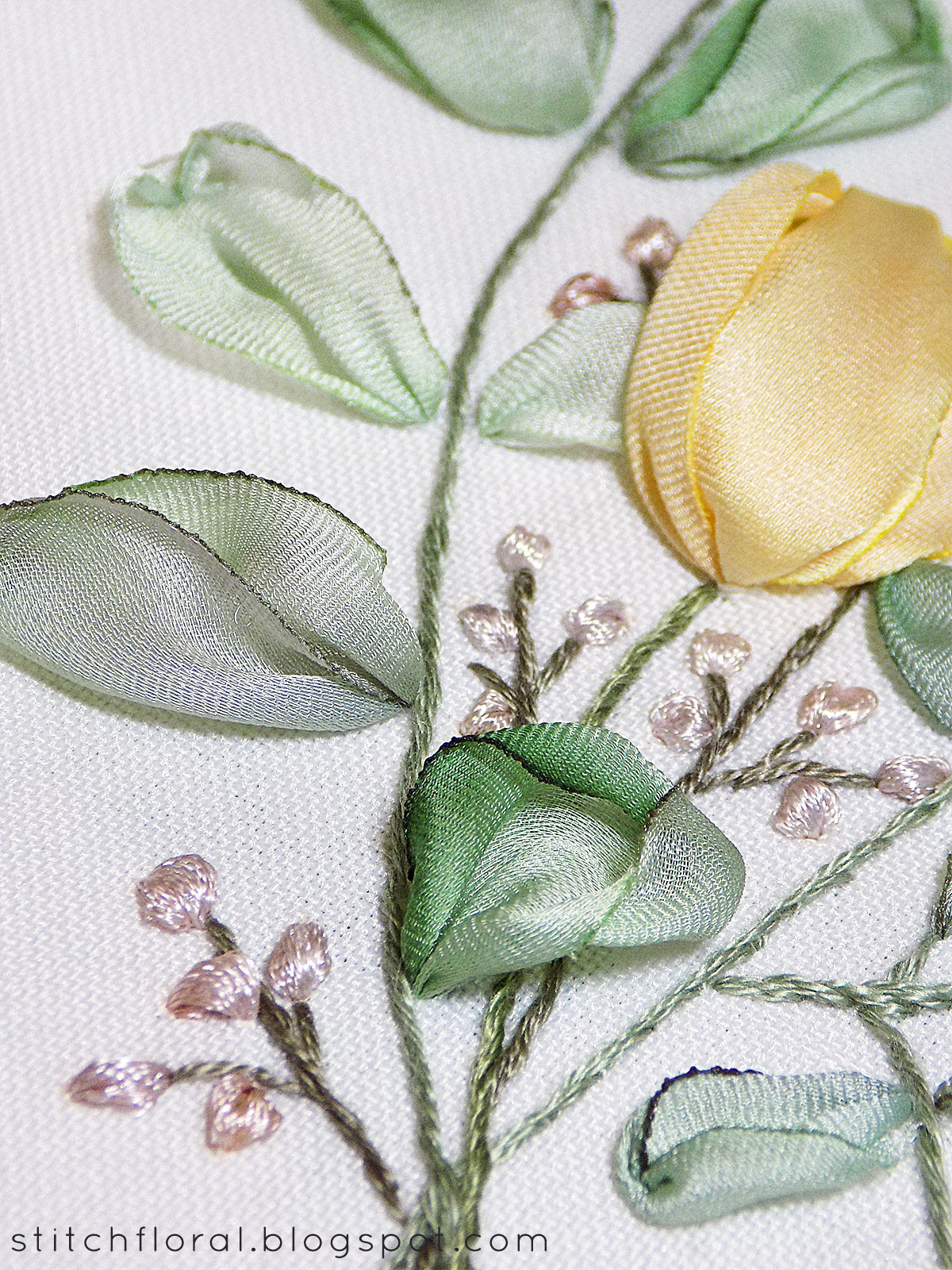Ribbon embroidery tulip tutorial Stitch Floral