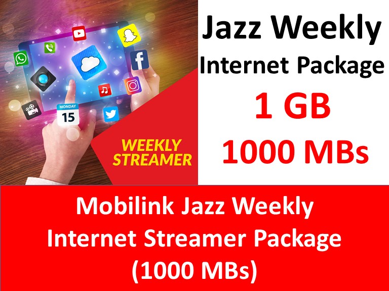 Mobilink Jazz Weekly Streamer Package (1000 MBs) Jazz Packages