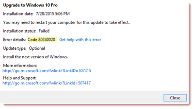 Errores de instalación e instalación de Windows 10