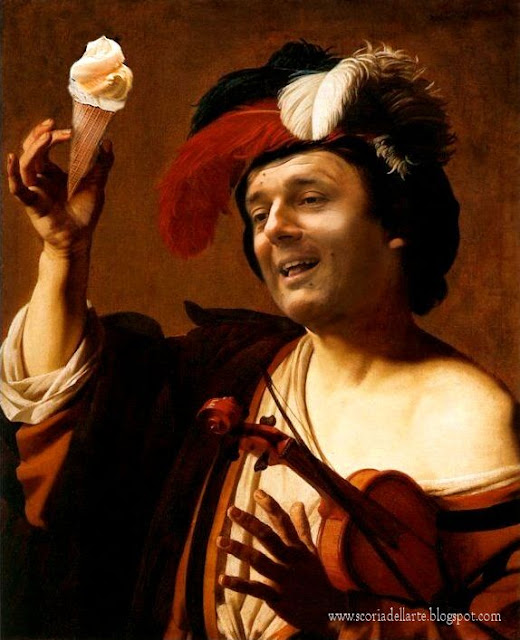 fotomontaggio Matteo Renzi con gelato 