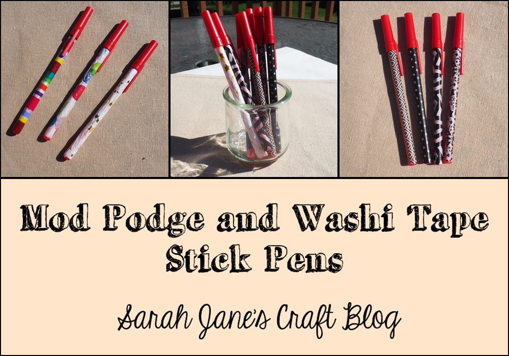 Mod Podge and Washi Tape Stick Pens