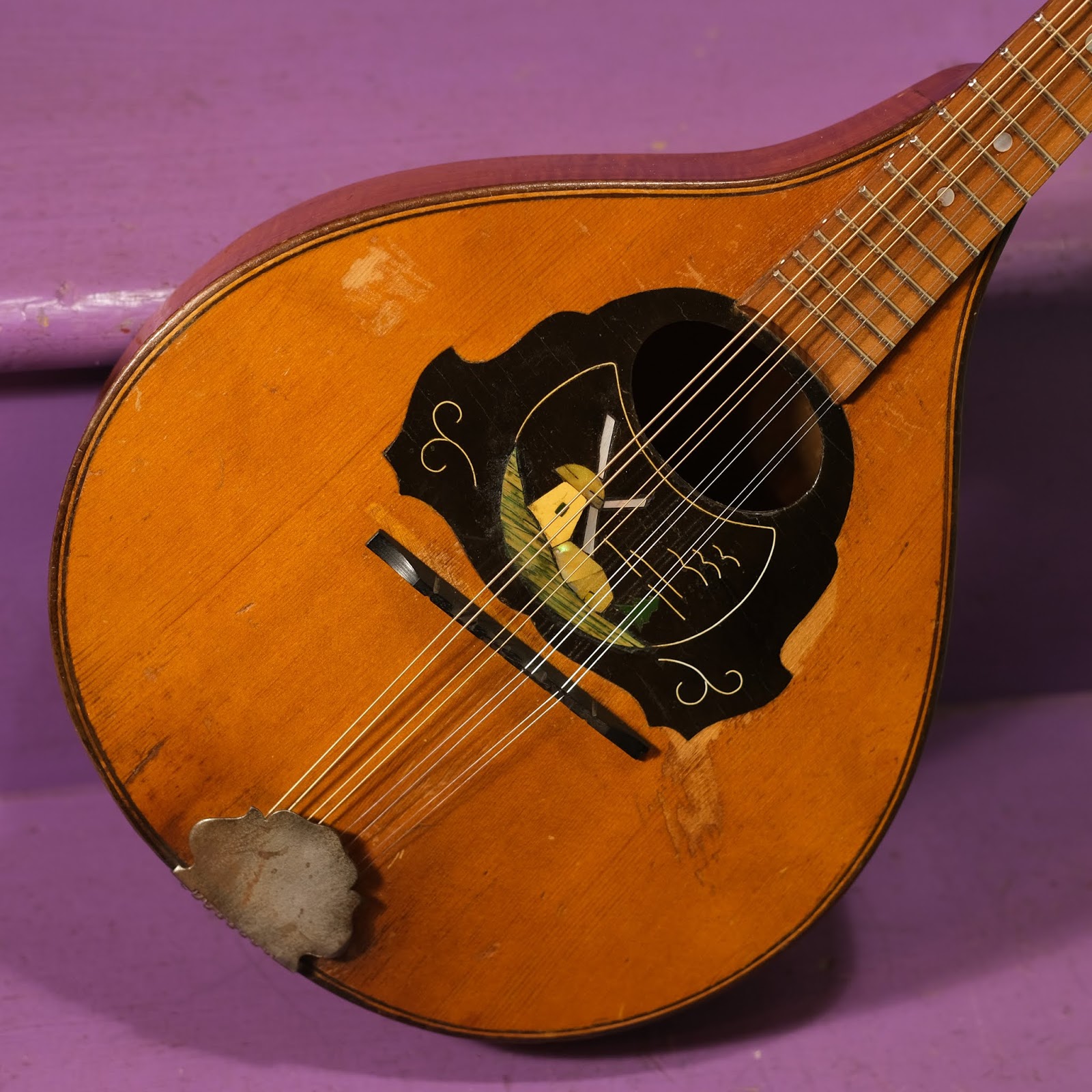 1930s Germanmade WindmillScene Flatback Mandolin