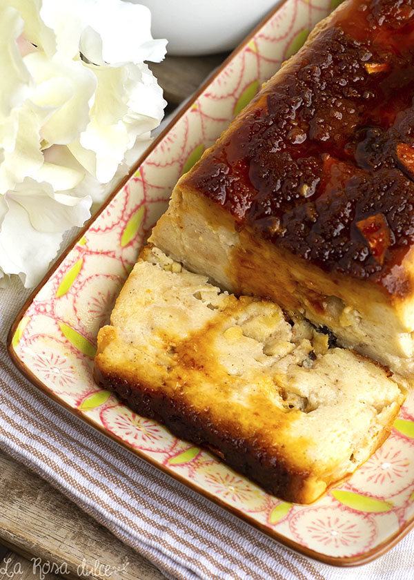 Pudin de pan de molde, manzana y pasas #sinlactosa