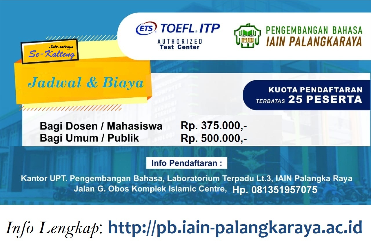 Pendaftaran TOEFL ITP 2020 Berlisensi ETS (Educational
