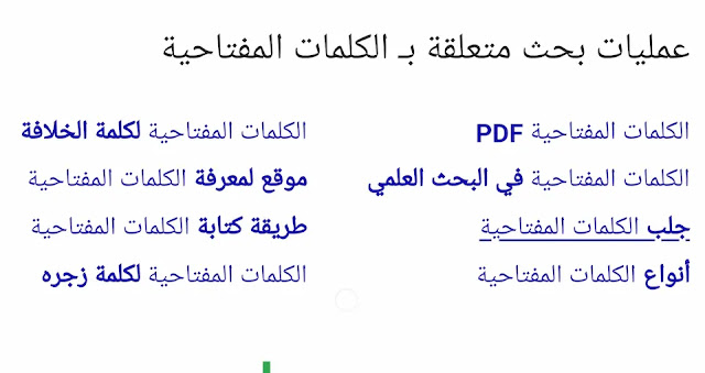 الكلمات المفتاحية في البحث الكلمات المفتاحية في البحث