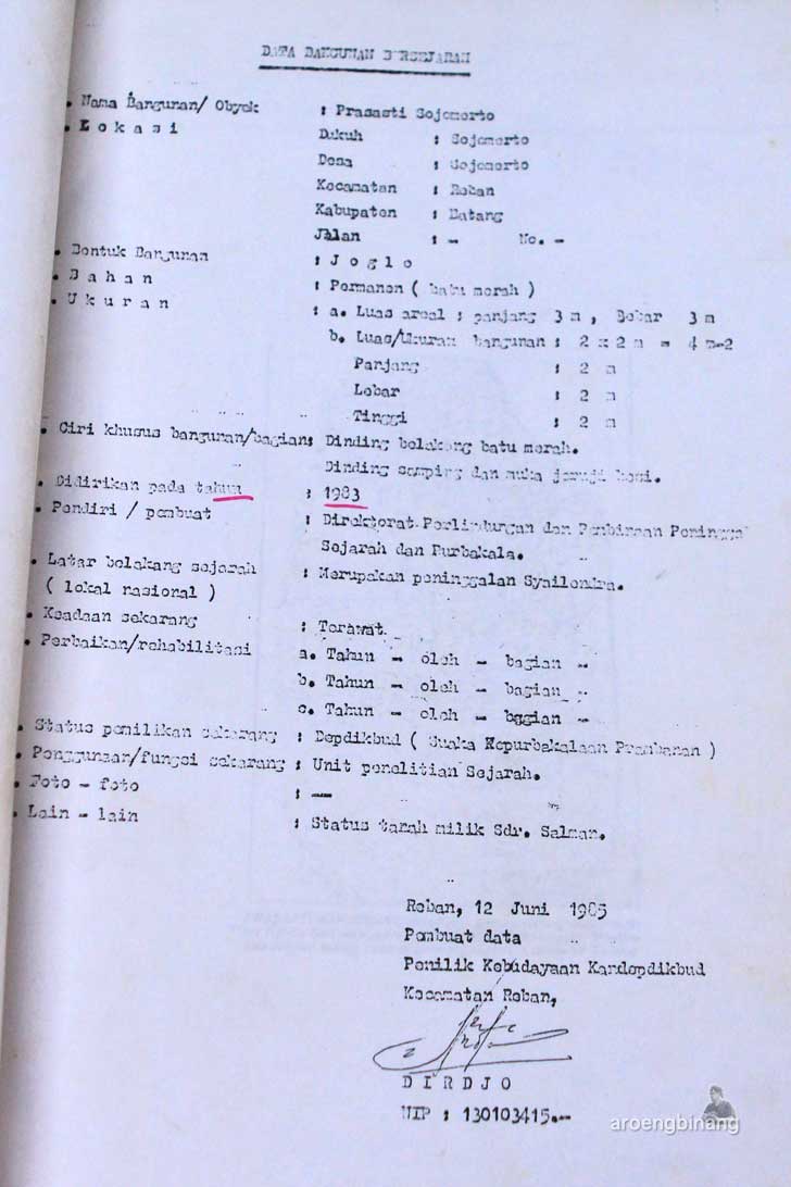 situs prasasti sojomerto batang