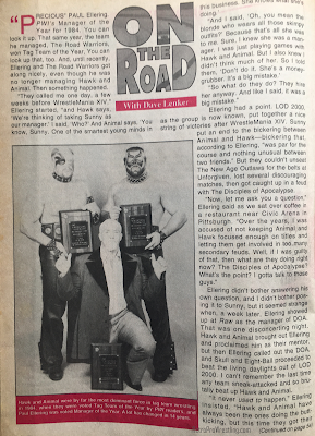 Inside Wrestling  - November 1998 - On the Road with Dave Lenker talks about The Road Warriors