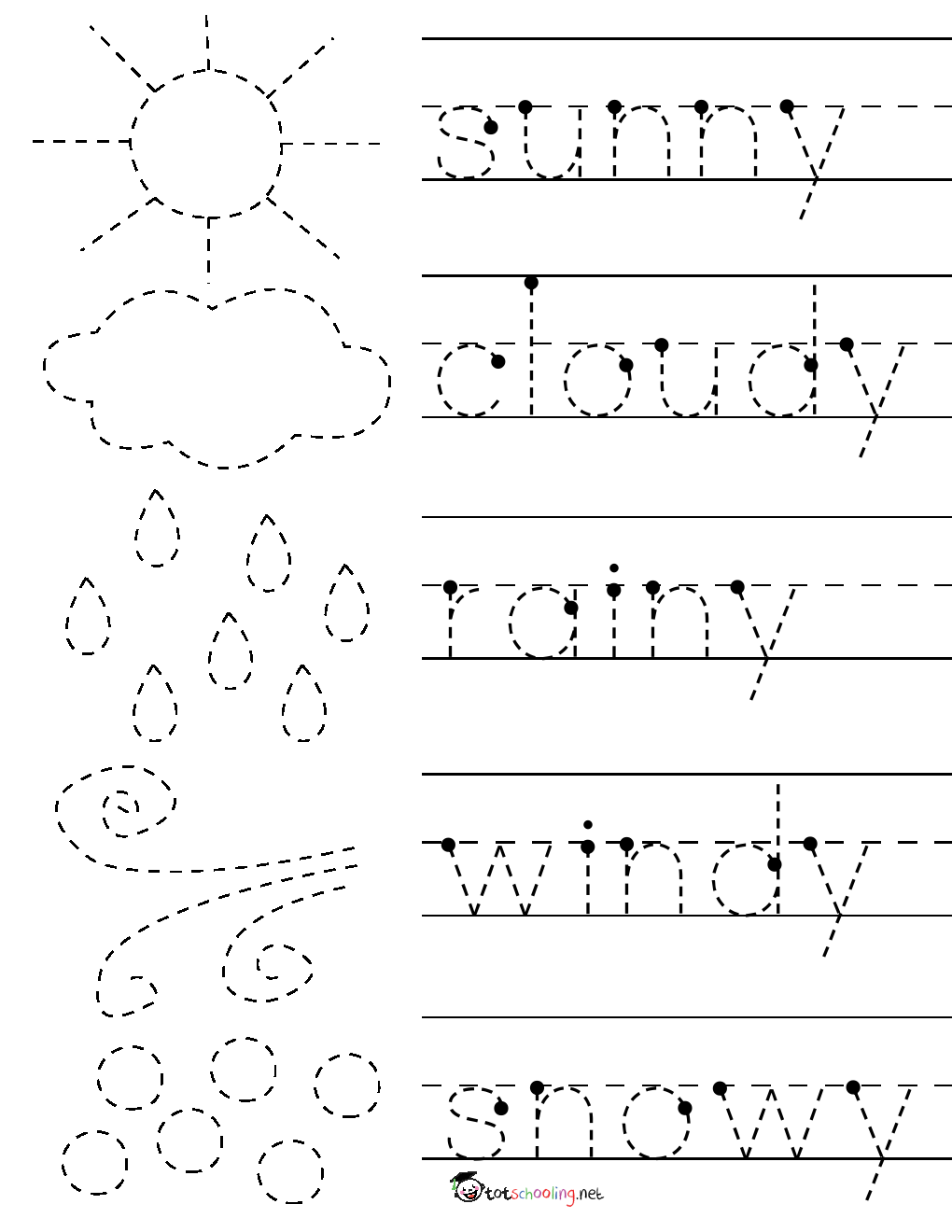 Weather Pack for PreK - K Printable Worksheets for Kids and PDF