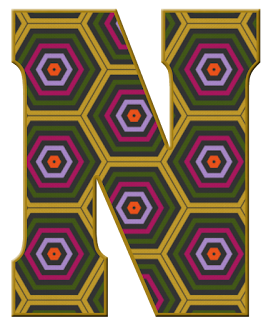 Abecedario con Hexágonos de Colores. Alphabet with colored Hexagons.