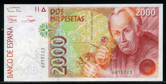 Spain money currency 2000 Pesetas