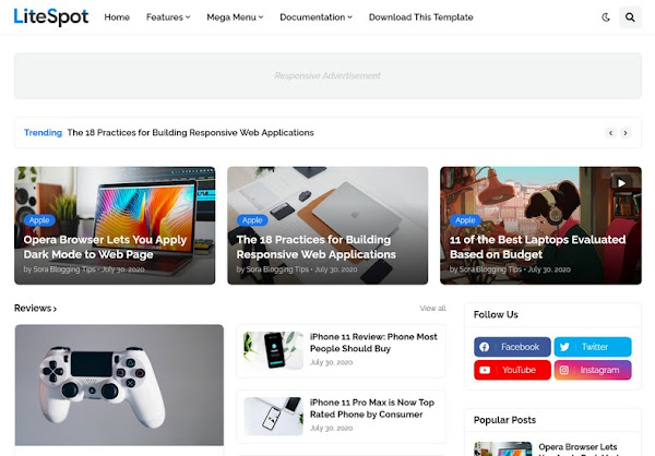 Litespot Responsive Blogger Premium Template Free Download