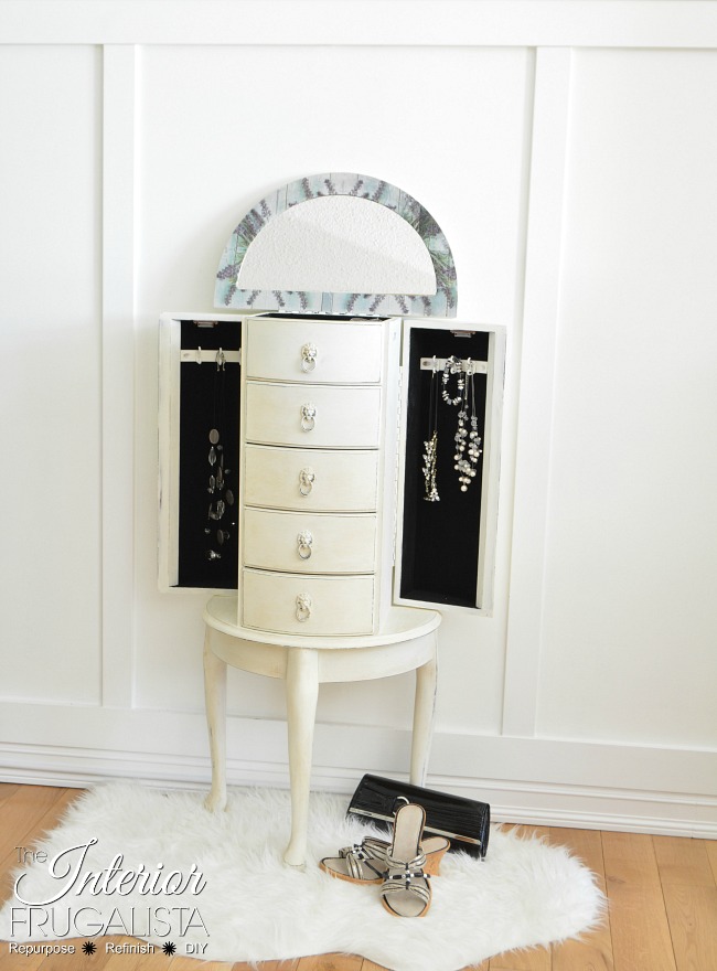 Tall Shabby Jewelry Cabinet Large White Jewelry Armoire Girls Jewelry Box Rustic Chic Jewelry Box With French Door Gift For Mom Women