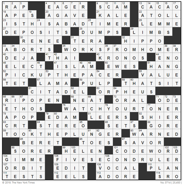 New York Times Sunday July 14 2019 Crossword Clues And Answers