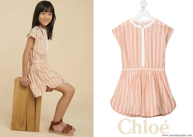 Princess Gabriella wore Chloe Kids stripe print cap-sleeves jumpsuit