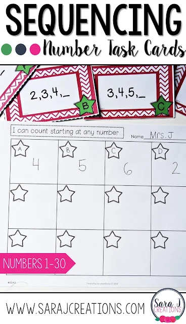 Sequencing task cards to make counting, sequencing and ordering numbers more fun!  Perfect activity for kindergarten!