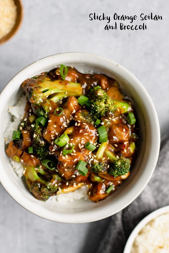 Crispy Orange Seitan and Broccoli healthy recipes with chicken