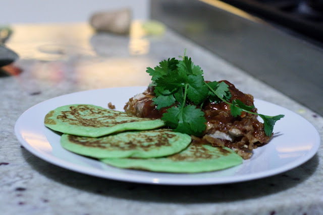 fried chicken and pandan pancakes sorted food