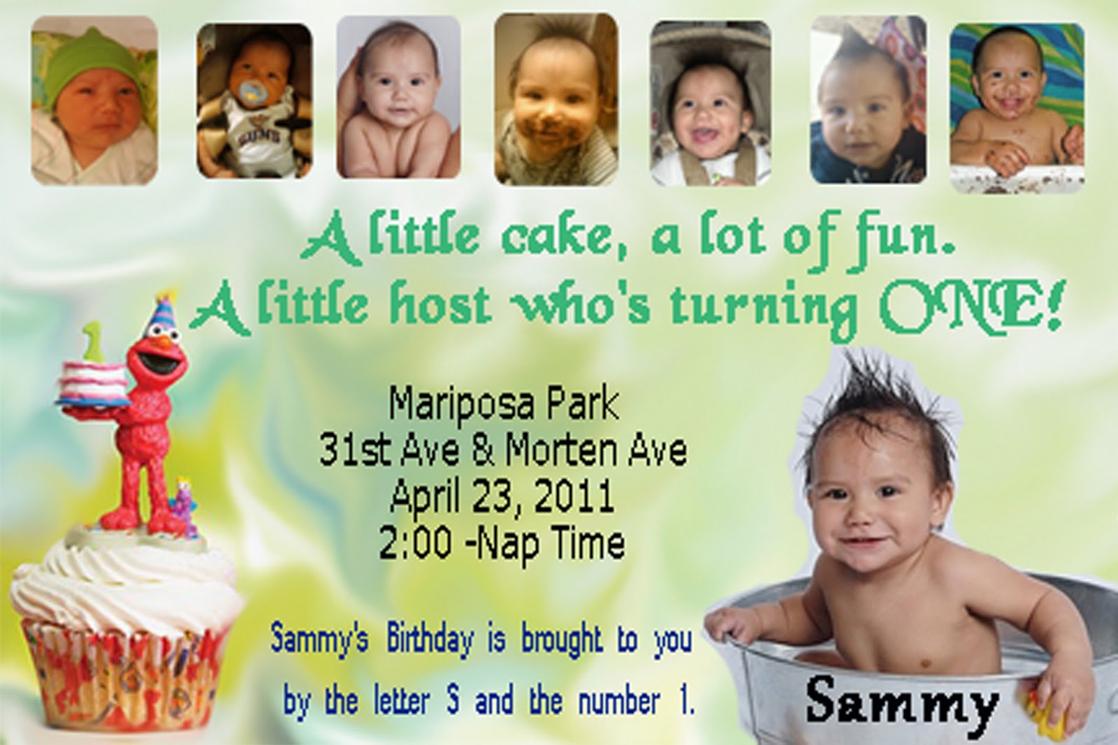 Marshmallow Kisses: Sammy First Birthday Invitation.