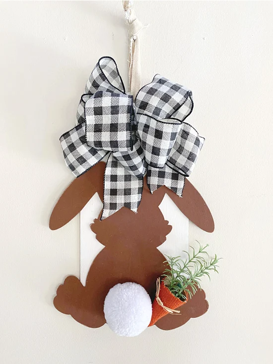 bunny with bow and fabric hanger