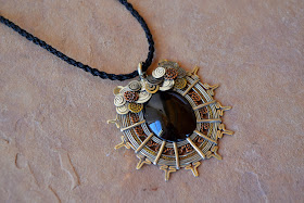 Obsidian Copper Bronze Silver Sun Necklace
