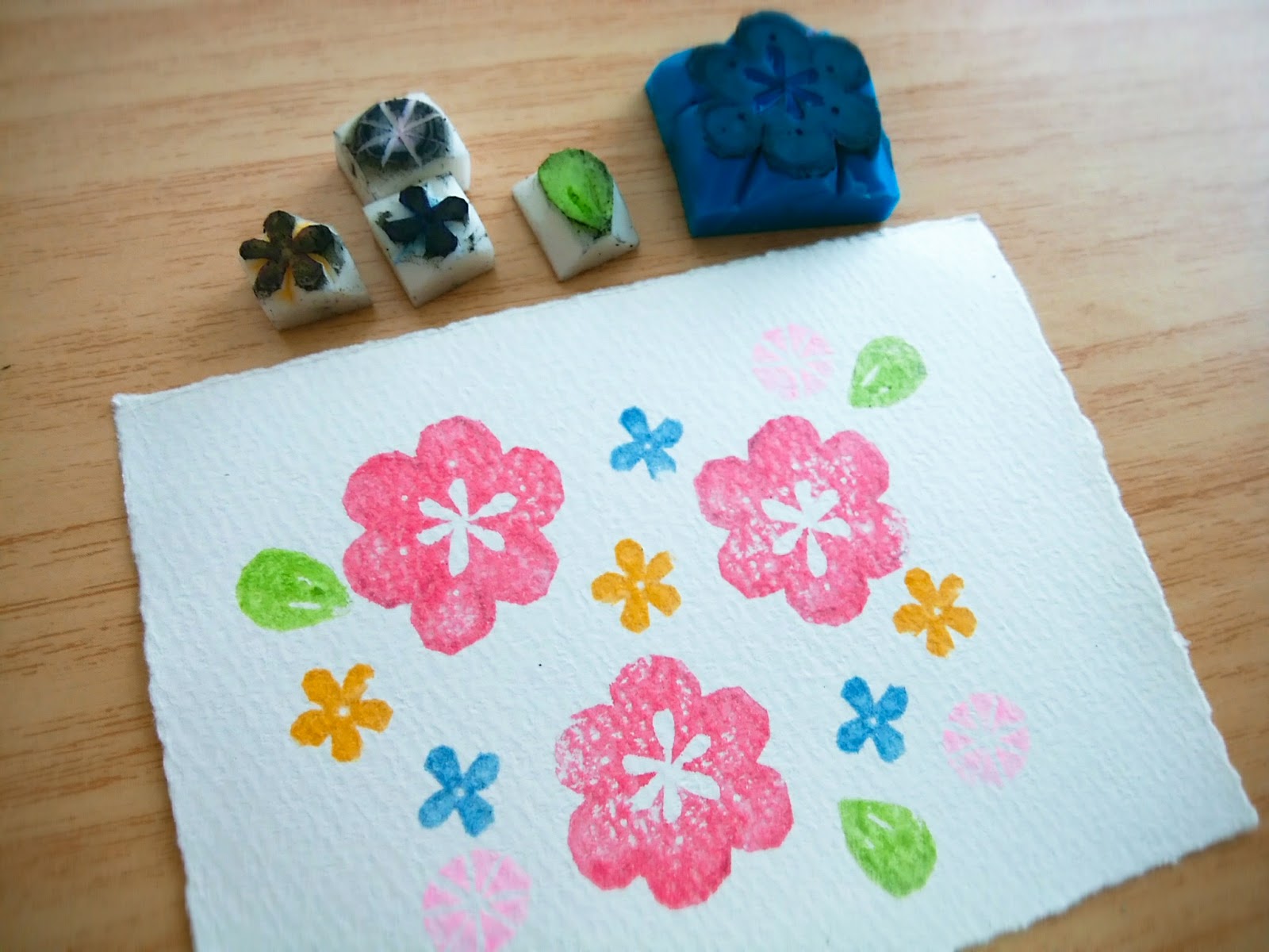 簡単なお花の消しゴムはんこを作ってみた 塗り絵ブログ