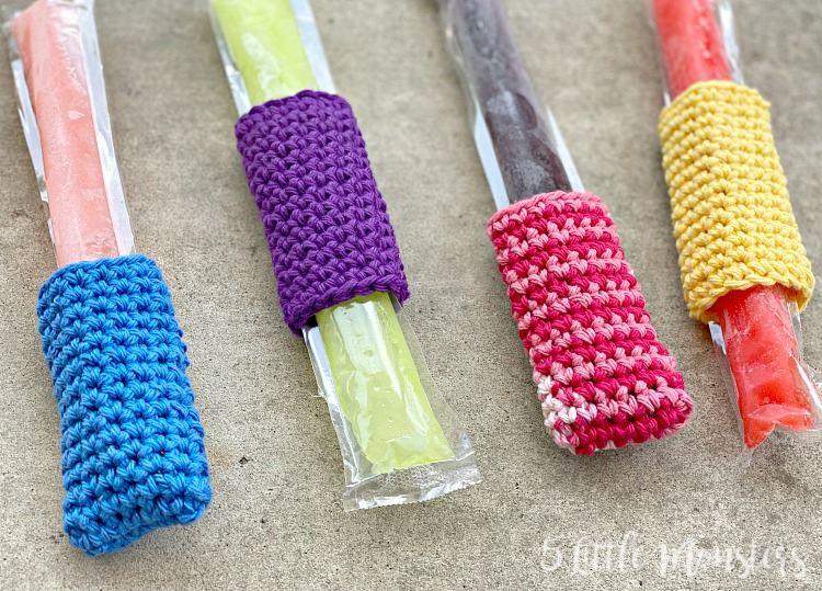 5 Little Monsters Crocheted Freezer Pop Holders 2 Styles