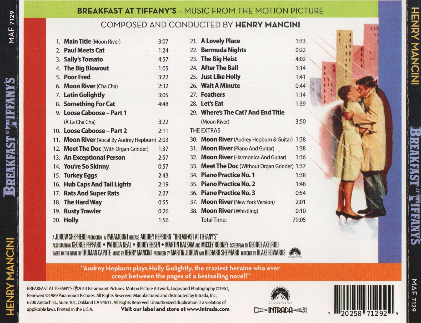 Песни из кинофильма завтрак. Henry Mancini. Breakfast at Tiffany's (coloured) (LP). OST Henry Mancini - the Thief who came to dinner.