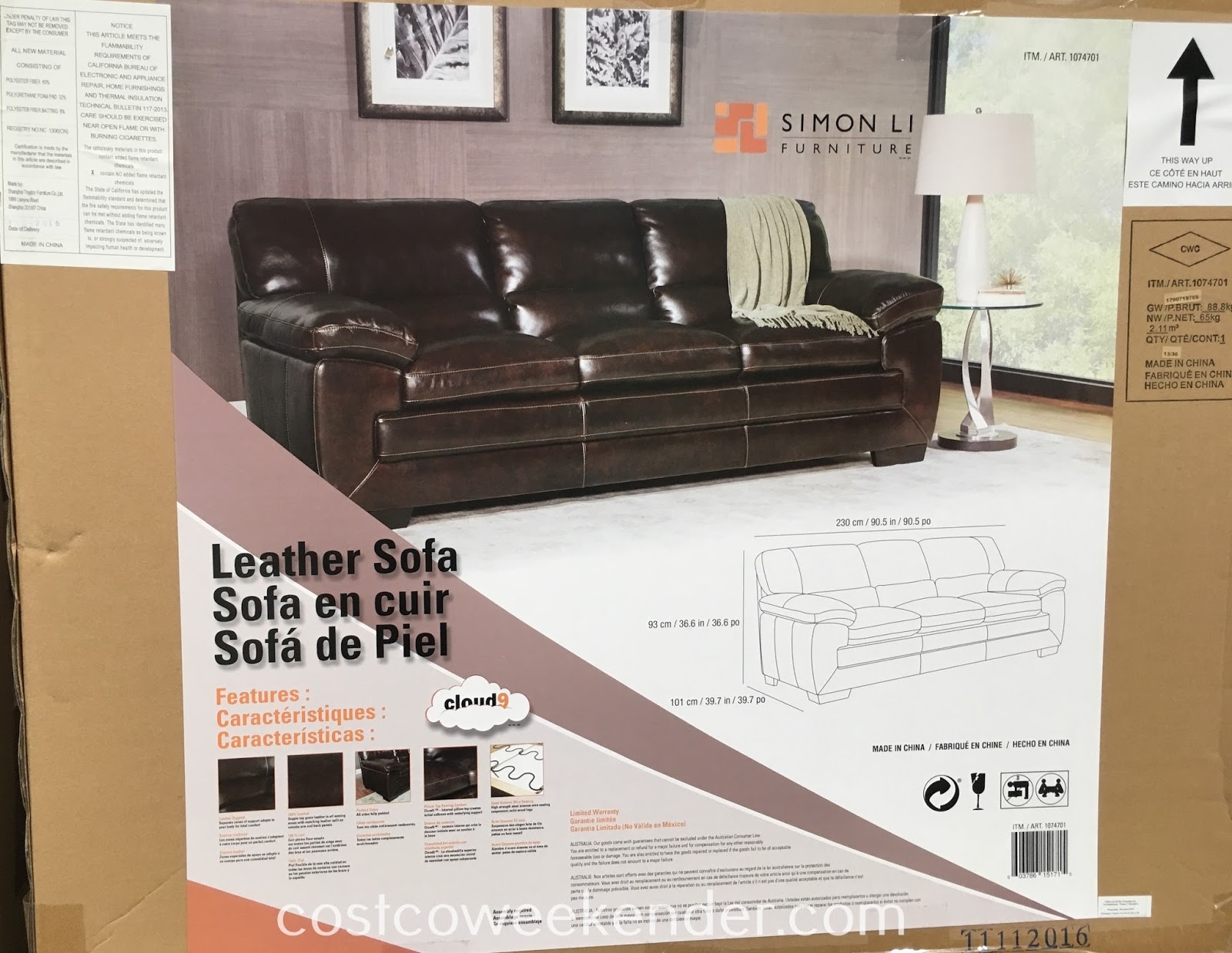 Simon Li Furniture Leather Sofa Costco Weekender