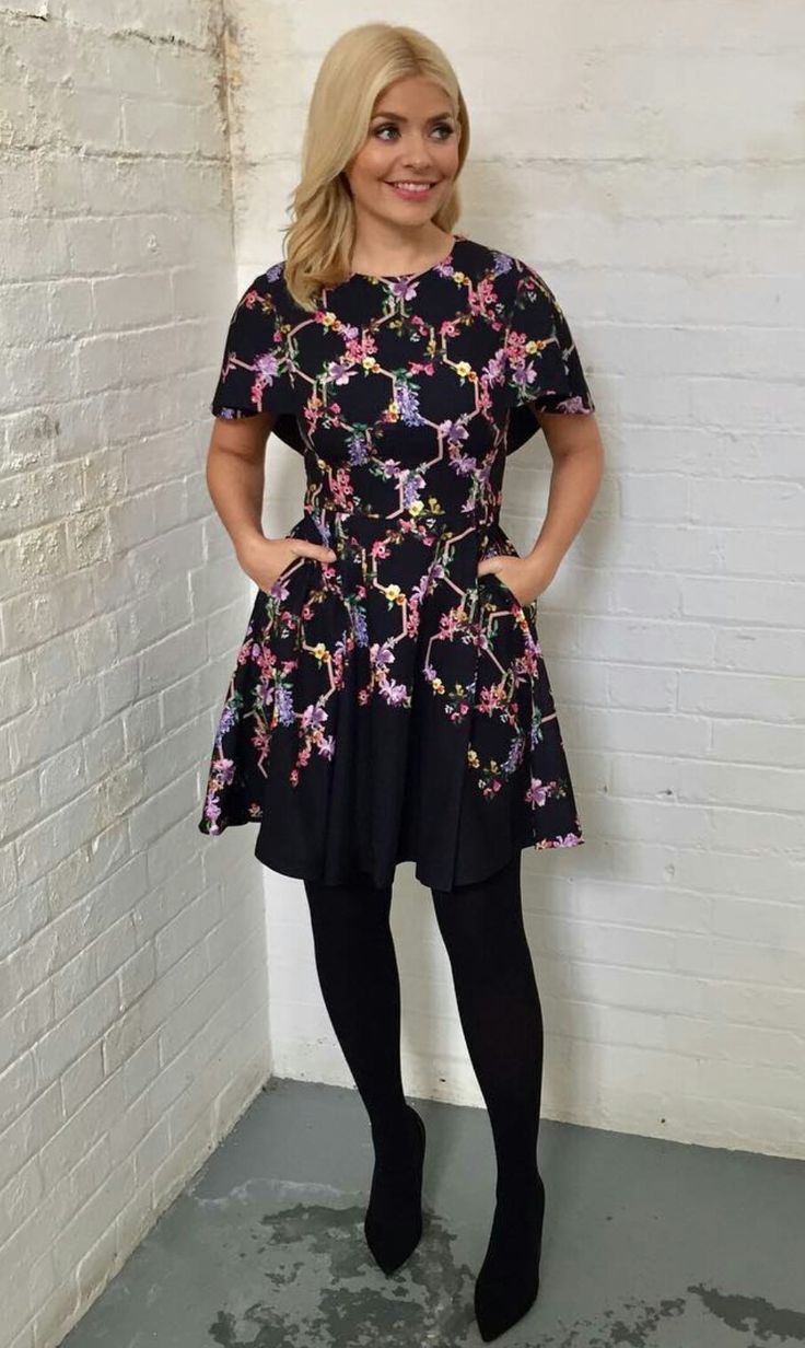 Celebrity Legs and Feet in Tights: Holly Willoughby`s Legs and Feet in