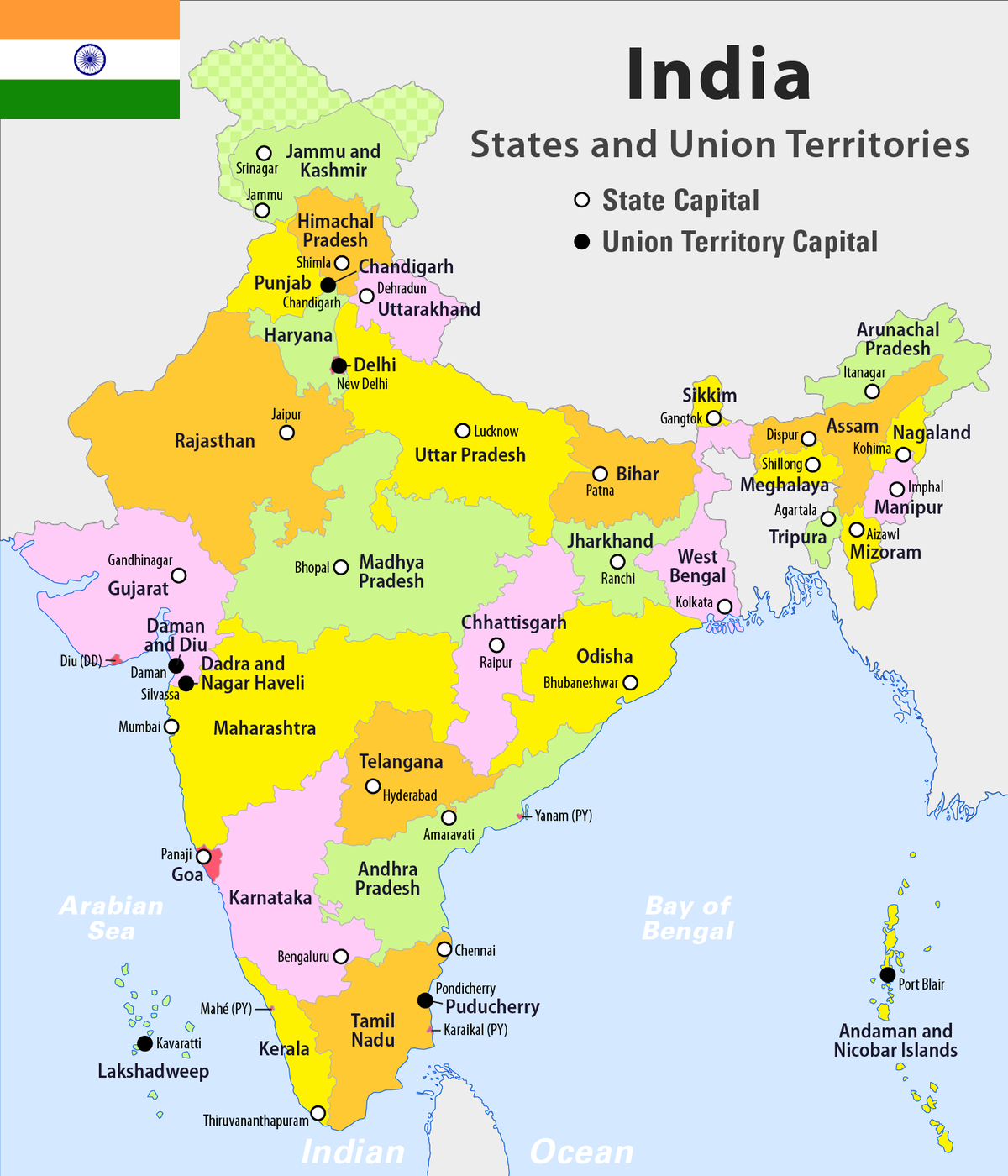 List Of 29 States And Capitals Of India 