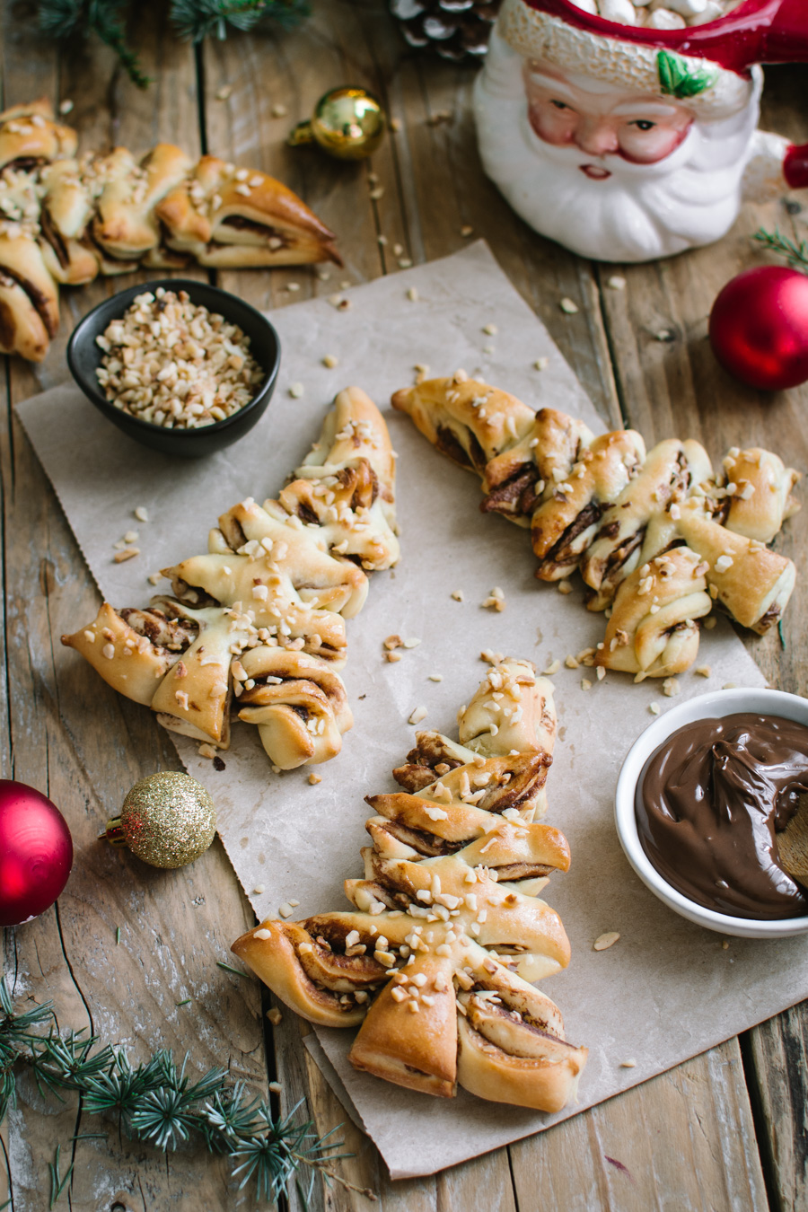 Chic, Chic, Chocolat Goûters de Noël sapins briochés à la pâte à tartiner