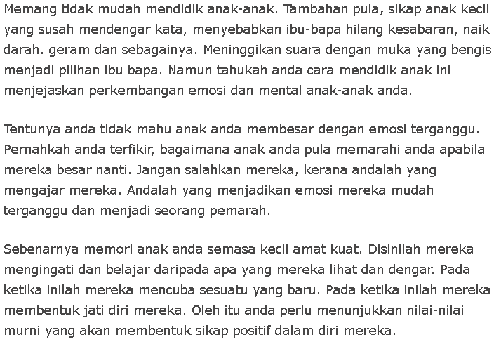 Tips Mendidik Anak Cara Mengurangkan Marah Pada Anak Kecil