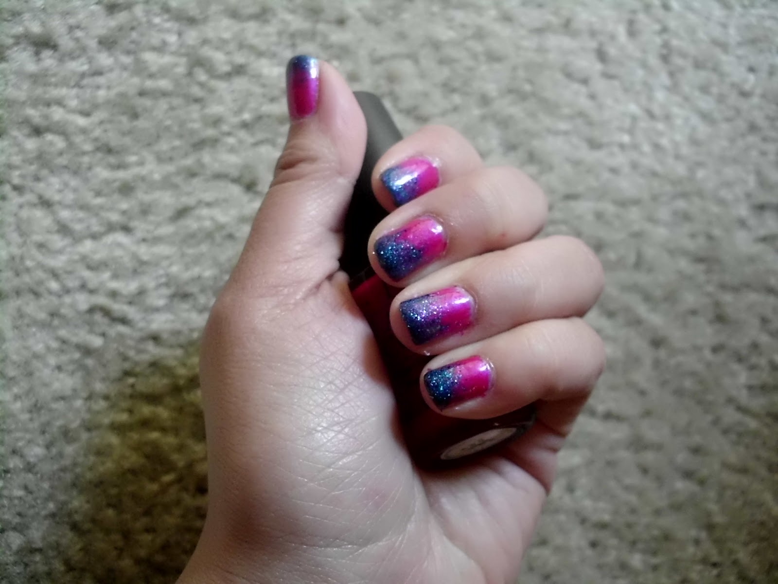 Blue Glitter Gradient Nails - wide 4