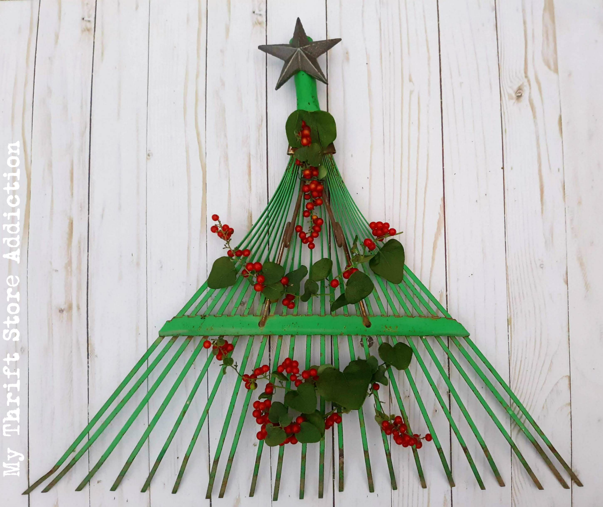 Repurposed Rake Head Christmas tree