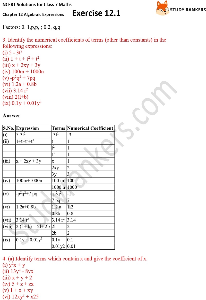 NCERT Solutions for Class 7 Maths Ch 12 Algebraic Expressions Exercise 12.1 4