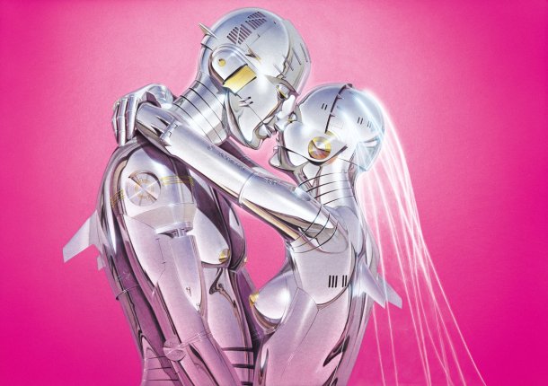 Hajime Sorayama ilustrações esculturas arte mulheres robôs metálicas sensuais cyberpunk vintage provocante peitos metalizados fetiche sadomasoquismo